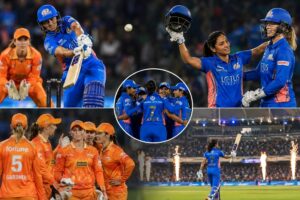 Mumbai Indians Women vs Gujarat Giants Women scorecard 2026 featuring Harmanpreet Kaur batting