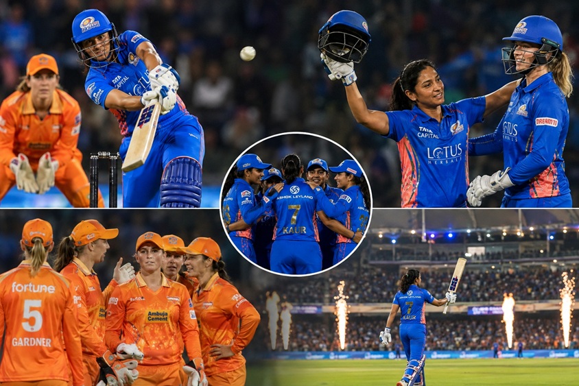 Mumbai Indians Women vs Gujarat Giants Women scorecard 2026 featuring Harmanpreet Kaur batting