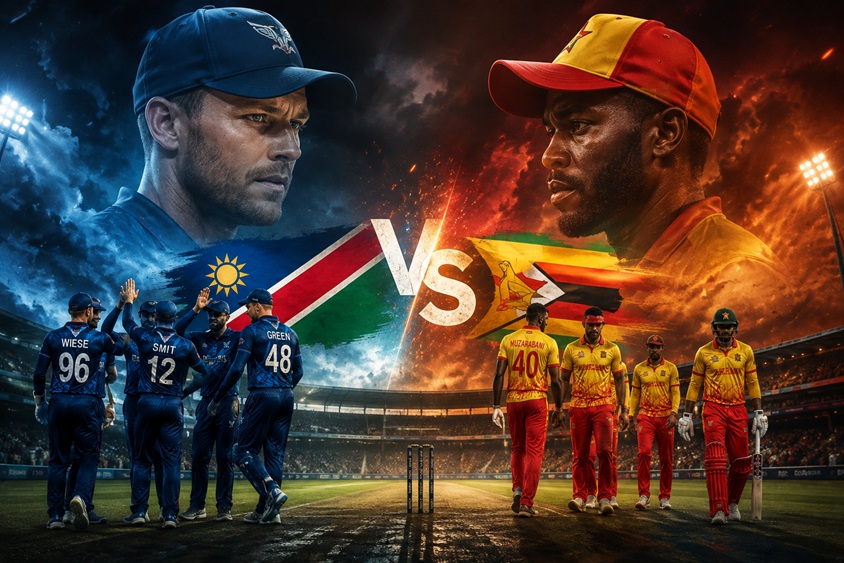 Namibia vs Zimbabwe Cricket rivalry, players facing off in a T20 international match