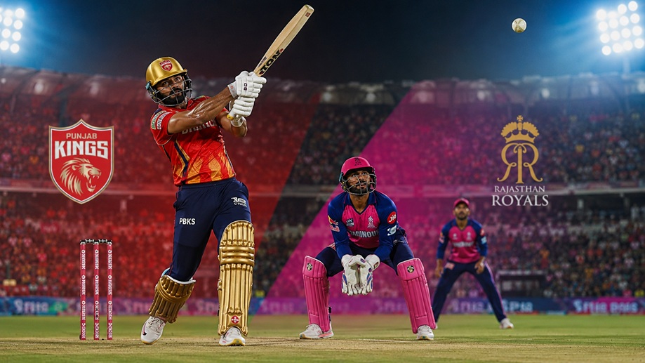 PBKS vs RR Full Scorecard 2026 showing Rajasthan Royals chasing 223 runs
