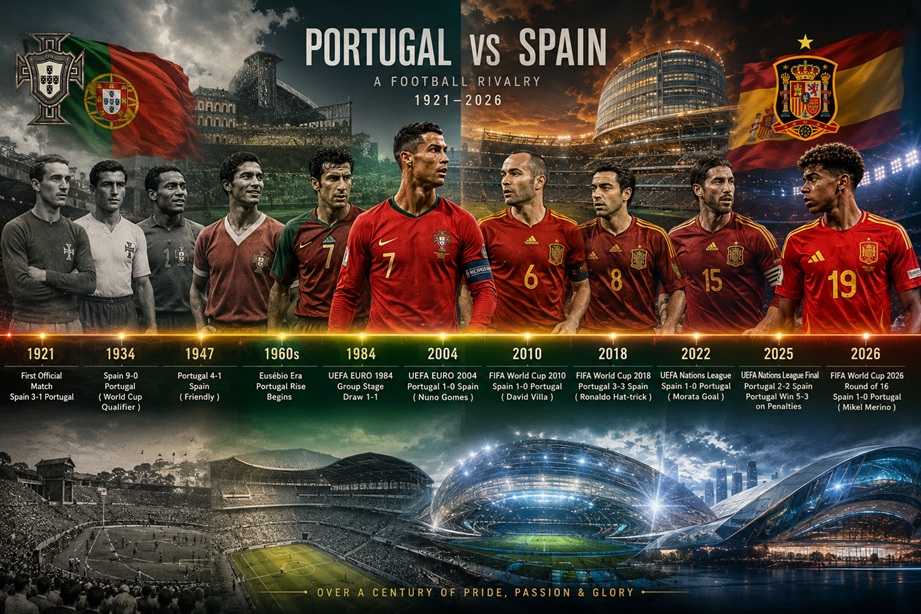 Portugal vs Spain Timeline Complete History 2026 featuring Cristiano Ronaldo and Lamine Yamal