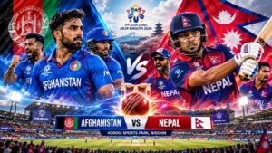 Afghanistan vs Nepal 2026 Asian Games cricket match at Korogi Sports Park