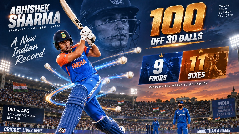 Abhishek Sharma 30-ball century against Afghanistan in 2026