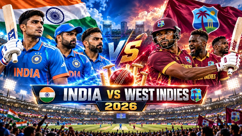 India vs West Indies 2026 cricket players competing in an exciting international match